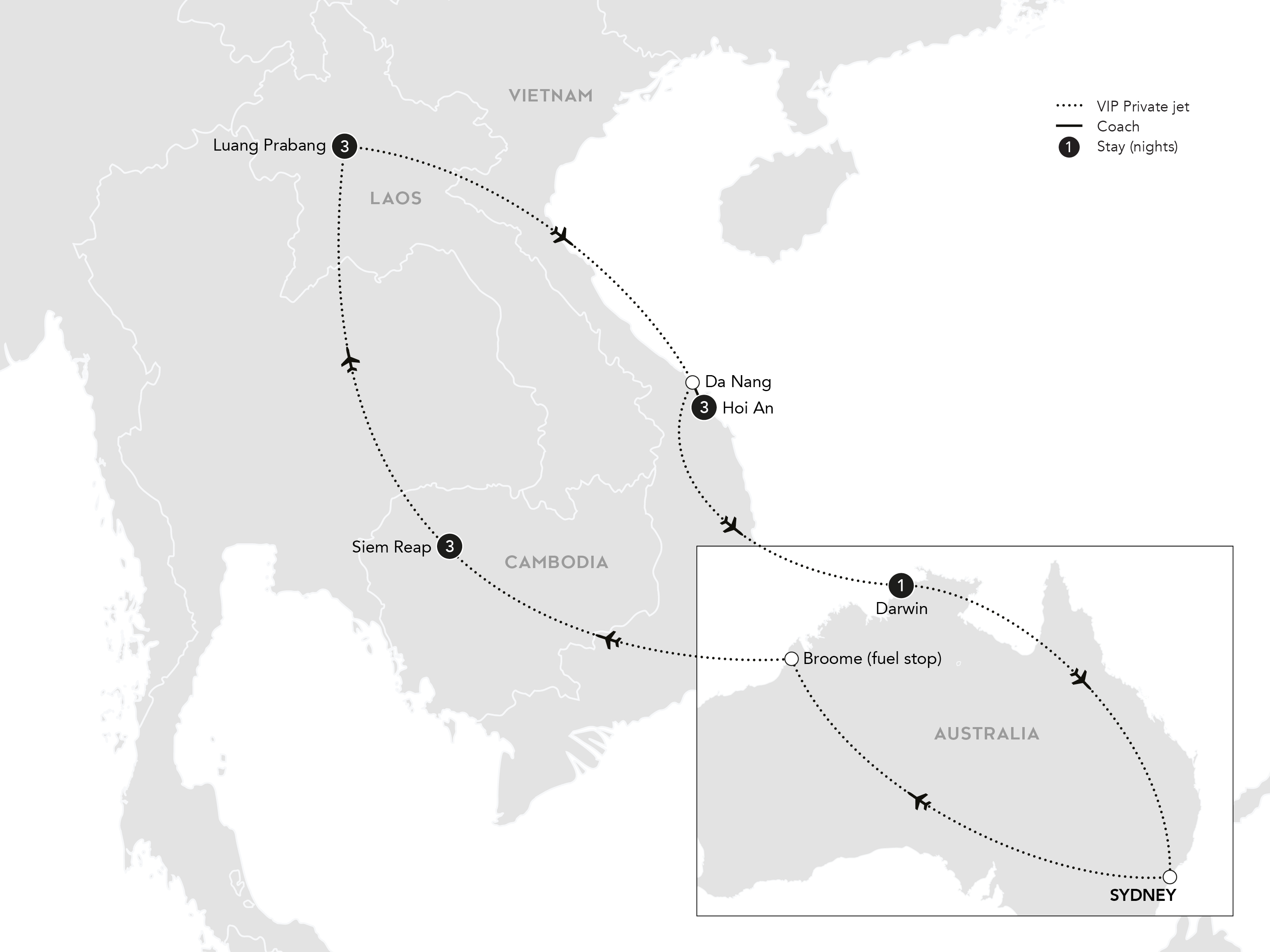 Flavours of South-East Asia by VIP Private Jet Map